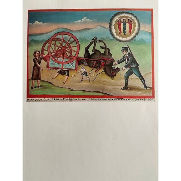 Overturned Cart, Painting Print, Naive Art, People, Book Page, ~ 250727-WH 190 A - Picture 2 of 2